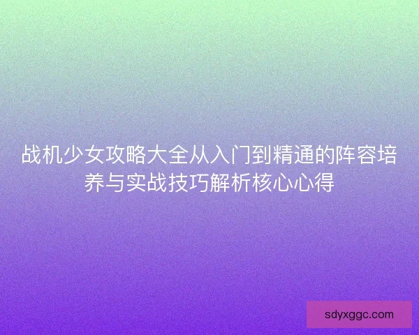 战机少女攻略大全从入门到精通的阵容培养与实战技巧解析核心心得